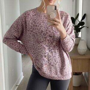 Athleta Sweatshirt XL Studio to Street Splatter Purple Print Long Sleeve